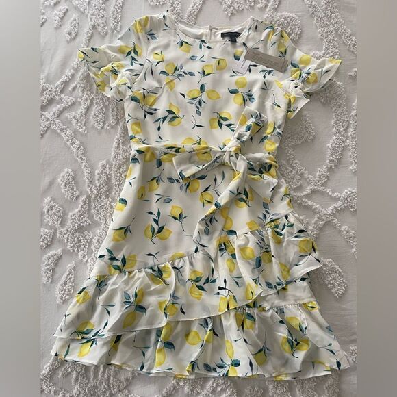 Banana Republic Frill Fit-and-Flare Lemon Print Dress - Picture 1 of 6